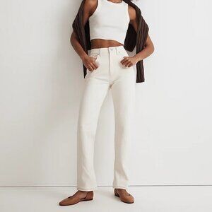 Madewell 90s Straight Leg High Waist Jeans Cream Size 32 NWT